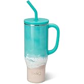 Swig Life 30oz Mega Mug, 30oz Tumbler with Handle and Straw, Large Insulated Tumblers, Cup Holder Friendly Travel Mug, Stainless Steel 30 oz Tumbler, Reusable Insulated Water Bottle (High Tide)