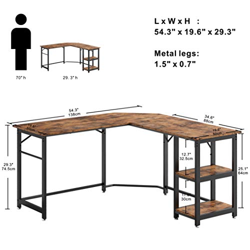 IRONCK L Shaped Computer Desk, Corner Office Desk Writing Study Table