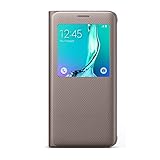 Galaxy S6 edge PLUS, Yoyorule Luxury Window Flip Faux Leather Case Cover Gold