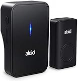 No Battery Required Wireless Doorbell Kit, 1 [Self-Powered] Push Button and 1 Plug-in Receiver, Operating at over 500-feet Range with 58 Chimes, 4 Level Volumey, LED Flash [Black, 2018 Upgraded]