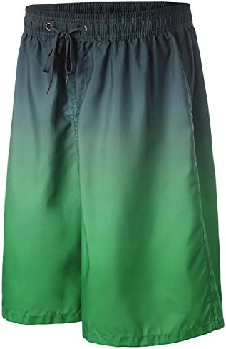 SoMarkt Men's Quick Dry Boardshorts Gradient Color Swimming Trunks Bathing Beach Shorts (USA S+/Asia XL(Waist:30-32"), Green)