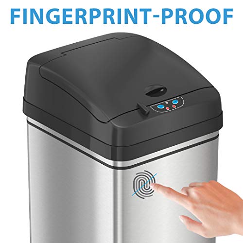 iTouchless 13 Gallon Stainless Steel Automatic Trash Can with Odor