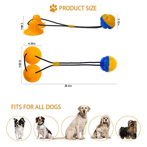 shuny Double Suction Cup Dog Chew Toy Tug of War Rope Toys for Aggressive Chewers Interactive Puppy Puzzle Toys Food Dispensing Toothbrush Teeth Cleaning Ball for Large Dogs