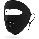 KUKASEN Women’s UPF50+ Ice Silk Face Mask, Breathable Cooling UV Face Cover with Ear Loops & Head Strap for Outdoors