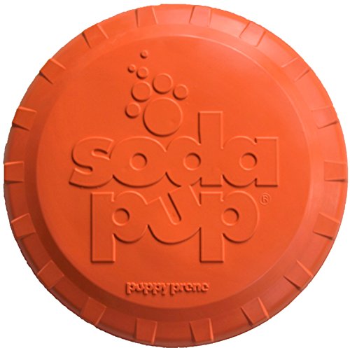 SodaPup - Natural Rubber Bottle Top Flyer - Dog Flying Disc - Fetch Toy - Orange - Large - Made in USA