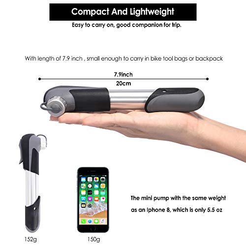 image for WOTOW Bike Frame Mini Pump, Bicycle Portable Pump Fit Presta & Schrade