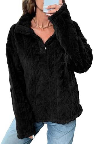 Amazon.com: Jielayou Women's Sherpa Pullover Half Zip Fuzzy Fleece