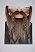 Mustaches Self Adhesive, Novelty, Viking Dwarf Fake Beard, False Facial Hair, Costume Accessory for Adults, Brown with Gray Color