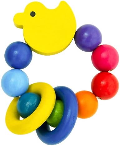Wooden Duck Rattle - Clutching Grasping Toy - Teether (Handmade in Europe)