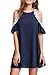 MakeMeChic Women's Cold Shoulder Casual Chiffon Summer Beach Dress Navy M