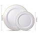 supernal 102pcs Gold Plastic Plates, White Disposable Plates with Gold Point Design, Party Plastic Dinnerware Suit for Wedding-51 Dinner Dishes 10.25