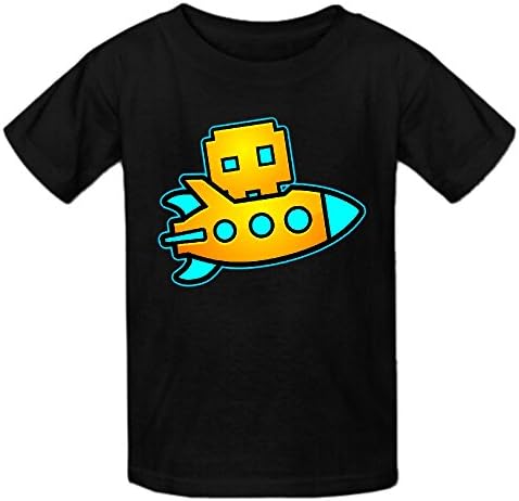 Toypop Geometry Dash Artwork Boys And Girls Cotton Crewneck Tshirts Customized Black