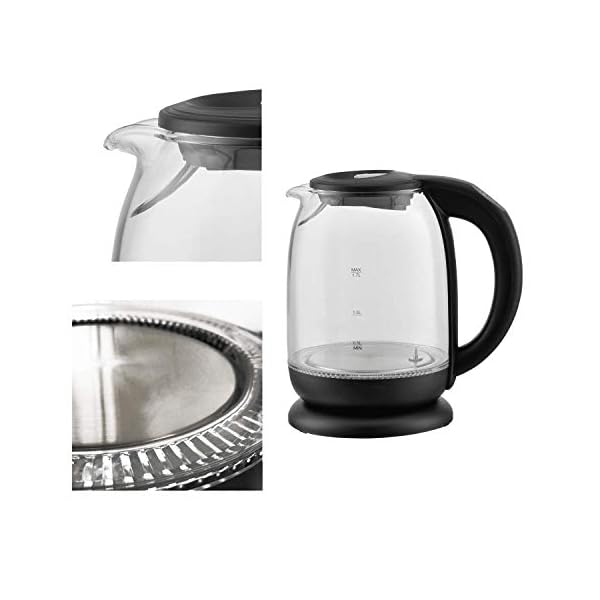 T24 Wasserkocher Glas 1,7 L mit Temperatureinstellung 60-100 Â°C, 2.200W Schwarz mit LED Beleuchtung – Bild 6