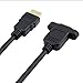 Bluwee HDMI Extension Cable High Speed HDMI Male to Female Extension Wire Cord HDMI Extender w/Screw Nut for Panel Mount - Gold Plated Plugs, Black (1FT)
