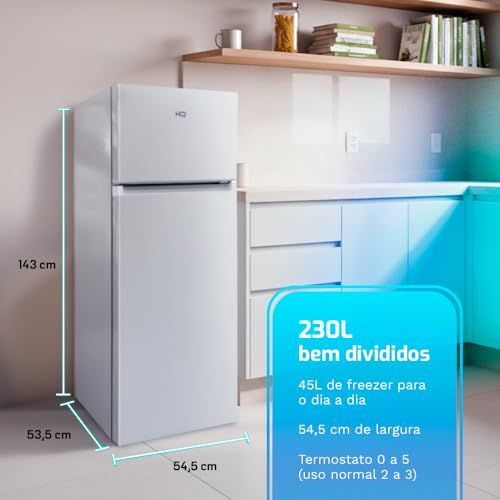 Geladeira Refrigerador HQ Defrost 230 Litros Branco HQ-230RDFS (110, Volts)