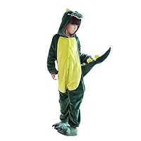 Kids Dinosaur Onesie Pajamas Halloween Costume Child Cosplay Pyjama Green 6-7 Years