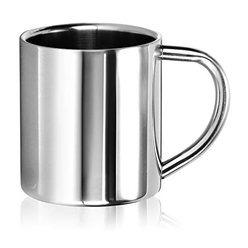com-four® 2x Edelstahl Thermobecher - 180 ml je Becher - Isolierbecher doppelwandig - Kaffeetasse bruchsicher - Thermo-Trinkbecher - Camping Becher - Tasse - BPA-frei (180ml) – Bild 4