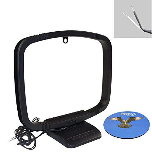 HQRP AM Loop Antenna for Denon AVR-3803 AVR-3805 AVR-687 AVR-790 AVR-791 AVR-890 AVR-E200 AVR-X3000 AVR-X4000 RCD-M37 FM AM Receiver Radio + HQRP Coaster