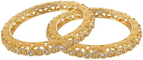 Shivani imitations Silver and Gold Plated Bangle Set for Women - Set of 2 (Size: 2.4, BD0020)