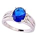 Psiroy 925 Sterling Silver Plated Oval Shaped Simulated Blue Sapphire Ring Size 8