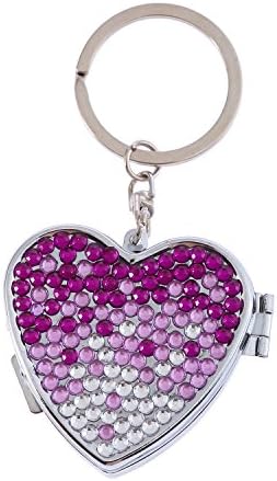 Handmade Heart Shape Gradient Purple Bling Crystal Portable Pill Box Cute Rhinestone Pill Splitter Container Case