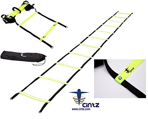 Cintz Speed Ladder, 30 ft Fixed Rungs Agility Ladder. Can Split into Two Training ladders of 15 ft Each. Comes with a Carry Bag and Ground Anchors