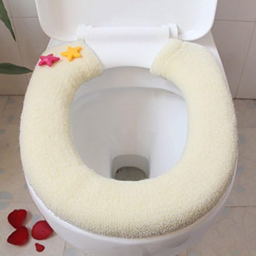 Vkenis Ultra-thick Toilet Seat Cover Big Warm Closestool Cushion Mat for Bathroom (White)