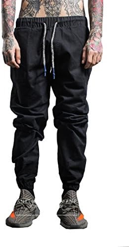 WANEE Men's Running Jogger Pants Casual Jogging Track Pants Sports Fitness Train Trousers Harem Pants (Medium, Black)