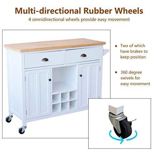 Mecor Kitchen Island Utility Cart w/Wood Top, Rolling Trolley Buffet on