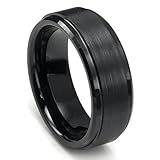 8MM Black High Polish / Matte Finish Men's Tungsten Ring Wedding Band