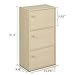 Furinno Pasir 3 Tier Bookcase with Door with Round Handle, Steam Beech