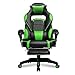 Merax High-Back Racing Home Office Chair, Ergonomic Gaming Chair with Footrest, PU Leather Swivel Computer Home Office Chair Including Headrest and Lumbar Support (Green)