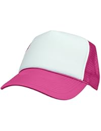 DALIX Two Tone Trucker Hat Summer Mesh Cap with Adjustable Snapback Strap (Hot Pink)