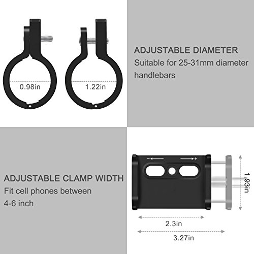 VOGEK Bike Phone Holder, Anti Shake and Stable Aluminum Bike Mount Cell Phone Holders for Bicycle Motorcycle Handlebar for iPhone X, iPhone 8/8 Plus, Samsung Galaxy S7/S7 Edge (Black)