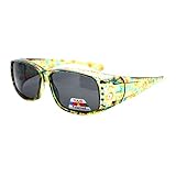 Womens Fit Over Glasses Polarized Sunglasses Rhinestones Floral Yellow Green