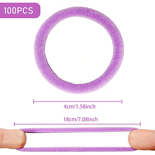 Elastic Hair Bands Hair Ties for Girls, 100Pcs Seamless Hair Bands No Damage Pony Tails Holders for Thin Thick Hair Cute Fabric Hair Ties for Women (2 Inch in Diameter, Mix Color)