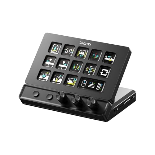 ULANZI D200X 8-in-1 Stream Controller with 3 Knobs 14 LCD Macro Keys, Stream Deck with USB-C Docking Station, 4K HDMI, Audio Port, Compatible with Mac/Windows, for OBS/Streaming/Editing/Photography