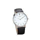 Lookatool® New Womens Retro Design Leather Band Analog Alloy Quartz Wrist Watch (Black)