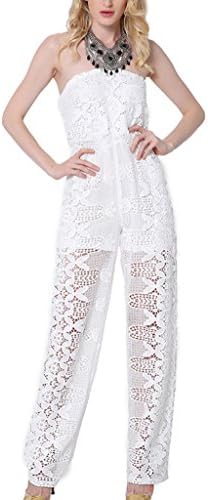 Tidecloth Women's Mesh Casual Casual Pull On Style Jumpsuit White US 0