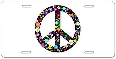 zaeshe3536658 Hippie Flowery Peace Sign Aluminum License Plate Aluminum License Plate, Front License Plate, Decorative Car Auto Tag Car Tag Vanity Plate Tag Car Plate.