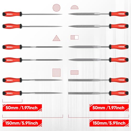 SHALL Juego de 17 limas de metal para metal, madera y plástico, 4 limas de mano y 12 de aguja, cepillo de alambre, lima de metal de alta calidad con caja de almacenamiento.