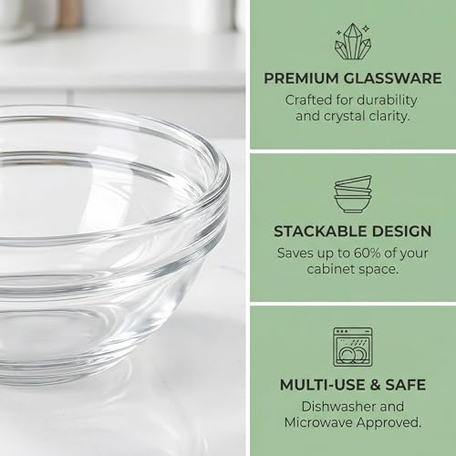BXUUXA 24 Pieces Glass Bowls, 40 ml Reusable Snack Bowls, Mini Bowls for Sauces, 6 cm Diameter, Microwave Glass Bowl for Appetizers for Sauces, Desserts, Snacks, Fruits, Sushi