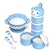 BabyKing Baby Feeding Set, Harmless & Cartoon, Baby Suction Bowl Set, Children Tableware Set, Suction Bowl, Spoons Forks Set, Milk Powder Dispensers for Baby's 3 Meals (Blue)