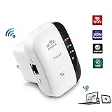 WiFi Range Extender 300Mbps Wireless Repeater Internet Signal Booster 2.4GHz Amplifier for High Speed Long Range Easily Set Up Supports Repeater/Access Point Mode, Extends WiFi to Home & Alexa Devices