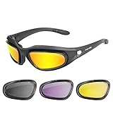 AULLY PARK Polarized Motorcycle Riding Glasses Black Frame with 4 Lens Kit for Outdoor Activity Sport