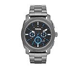 Fossil Men's 45mm Machine Chronograph Watch In Smoke With Blue Accents