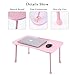 Large Bed Tray NNEWVANTE Multifunction Laptop Desk Lap Desk Foldable Portable Standing Outdoor Camping Table, Breakfast Reading Tray Holder for Couch Floor for Adults/Students/Kids with Handle- Pinkthumb 3