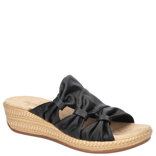 Easy Street Women’s Bertina Wedge Sandal, Black, 10