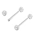 Jstyle 2-4 Pairs 316L Stainless Steel Nipple Rings Barbell Crystal Ball Piercing Nipple CZ Tongue Rings 14G