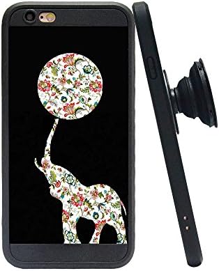 iPhone 6 Case, iPhone 6s Case and Pop Stand Socket, New Design Rotating Stand Black Case Soft Impact Funny Animal Protective Cover Case for Apple iPhone 6/6s- Flower Elephant